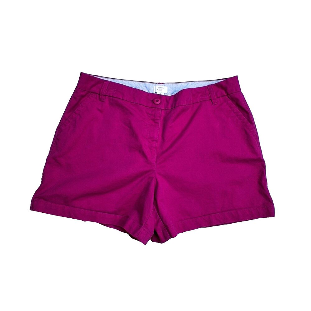 Crown & Ivy Women's Hot Pink Cotton Chino Preppy 4 Pockets Shorts Size 14